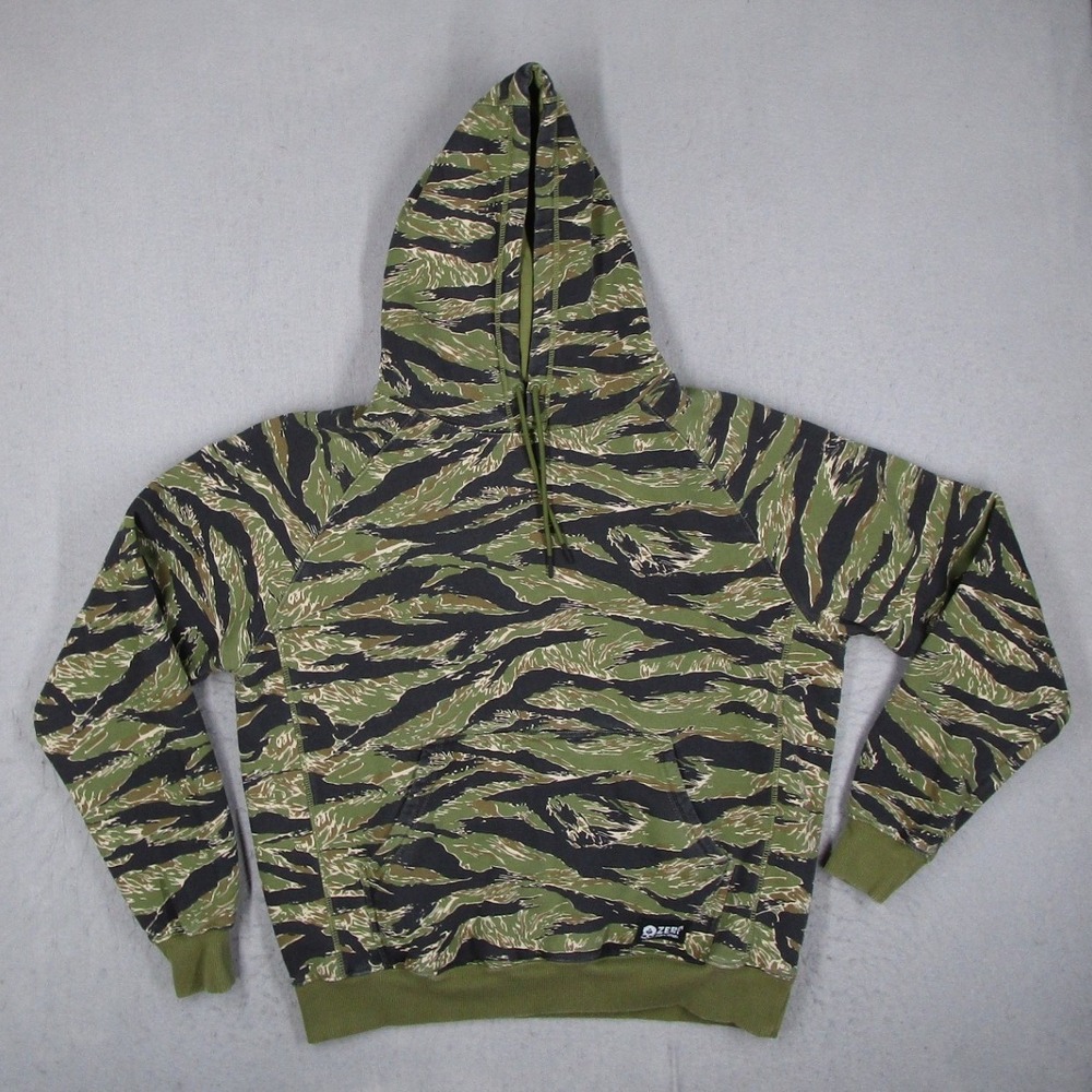 Zero Foxtrot Smuggler Hoodie Mens Large Tiger Stripe Camo Fleece Sweatshirt
